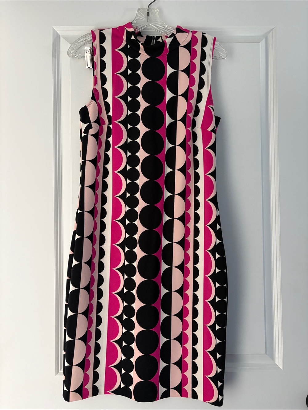 Vince Camuto black and pink geometric dress sz S